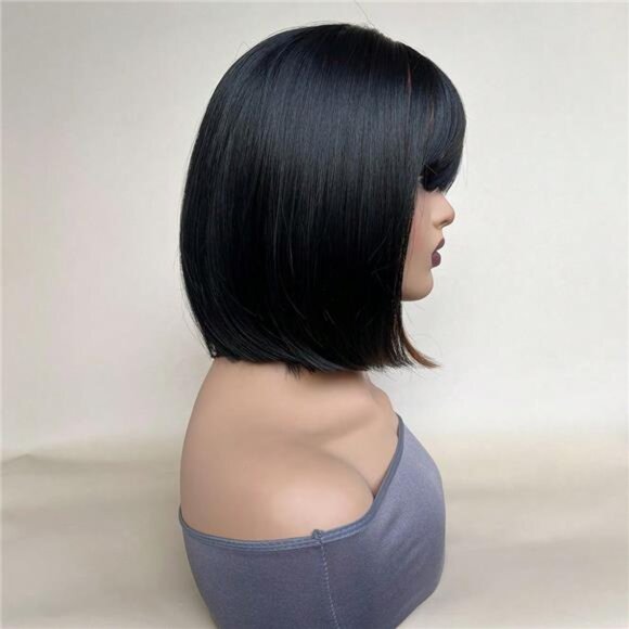 Mixed Brown Color Short Bob Wigs With Bangs 10 Inch main image 7